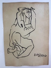 Pablo Picasso COA Art Painting Original Drawing Vintage Paper Signed