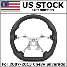 For 2007-2013 Chevrolet Chevy Silverado 1500 Full Black Leather Steering Wheel