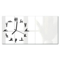 Design-Glas-Wanduhr Glasuhr Im Querformat Kamasutra Schwarze Zeiger 60X30 Cm