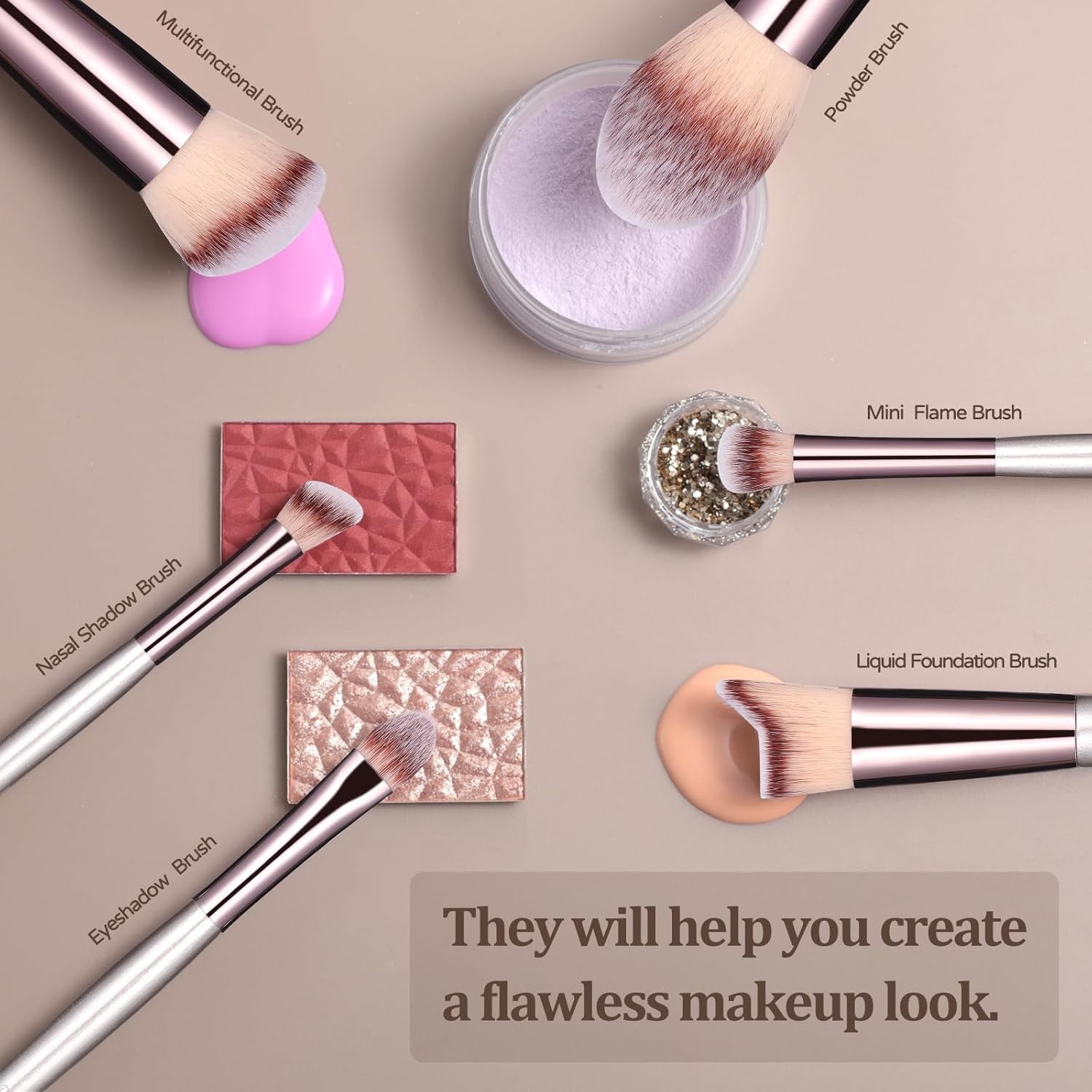 BS-MALL Makeup Brush Set 18 Pcs Premium Synthetic Foundation Powder Eye Shadow