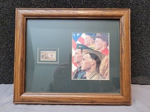Norman Rockwell Framed/Mounted Boy Scouts Scouting Print with BSA US Stamp