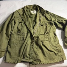US Military VTG Mens Cold Weather Field Coat Olive Drab M-65 Style Field Large
