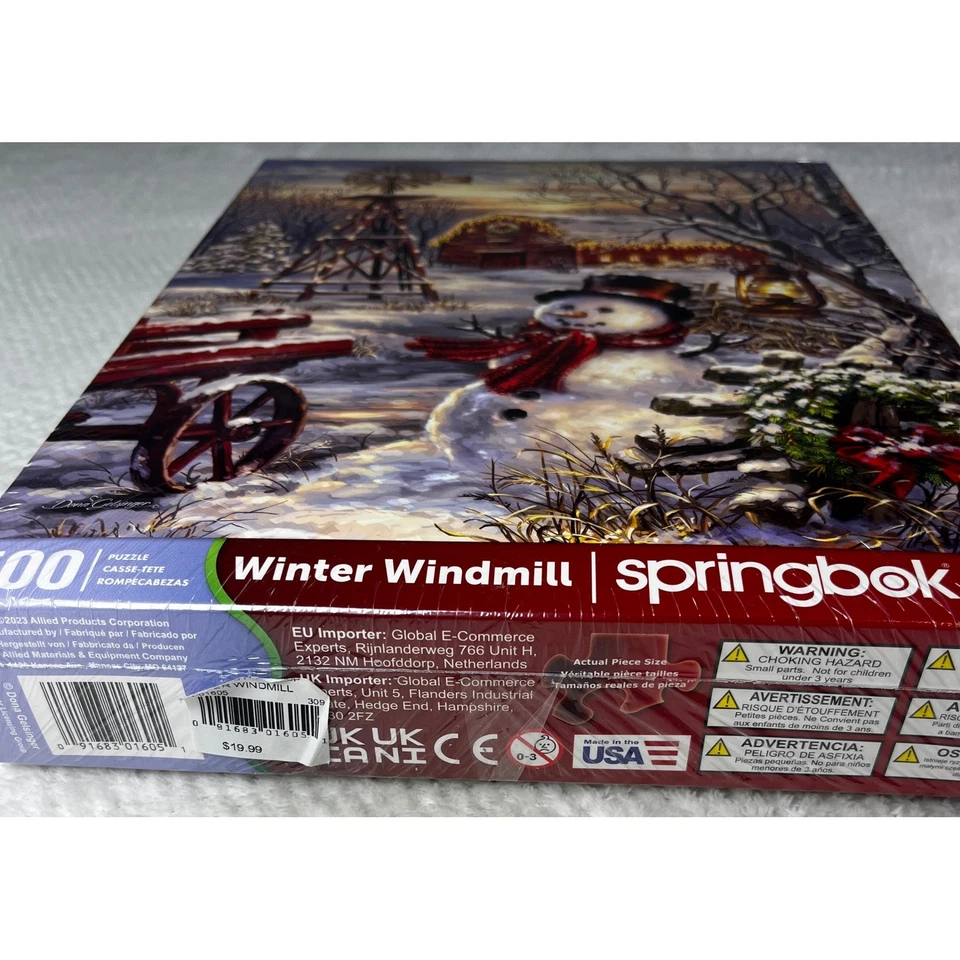 Rompecabezas Springbok 500 piezas molino de viento de invierno nuevo sellado Foto 3 de 4