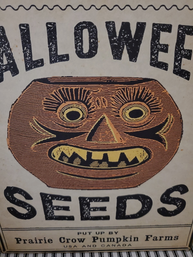 OLD RETRO FOLK PRIMITIVE VINTAGE STYLE HALLOWEEN PRAIRIE CROW PUMPKIN SEEDS SIGN - Picture 9 of 12