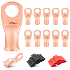 Terminal Bateria 1/0 AWG 1/2 12 PCS Negro Rojo de Tubo Termoretracible Cobre