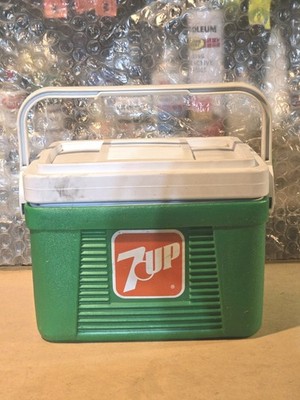 Vintage Mini 7 Up Handle Cooler Lunch Box Soda Pop Green