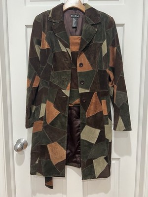 Bebe Vintage 90 s Suede Patchwork Jacket & Mini Skirt Size XS