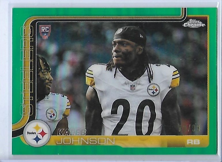 2025 Topps Chrome Kaleb Johnson Rookie Variation RC Green Refractor SP #73/99