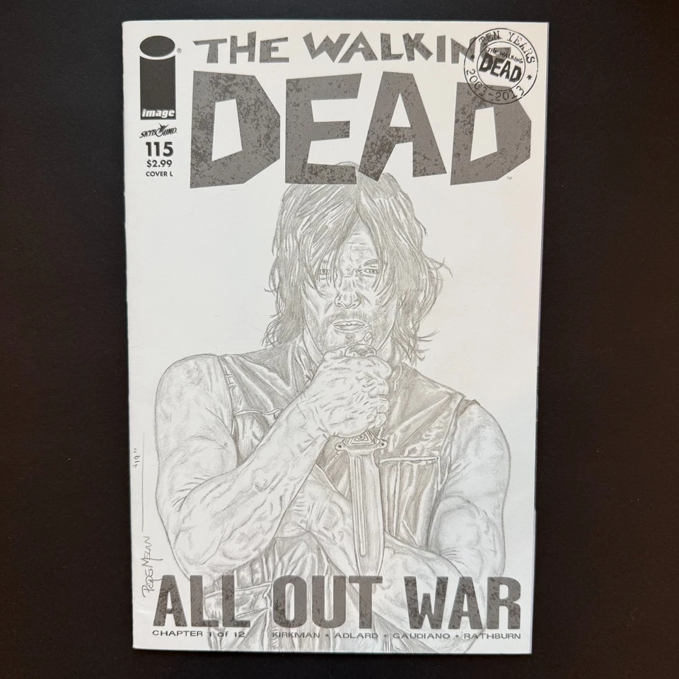 The Walking Dead 115 Original Art Sketch Daryl Dixon Image 2013 Blank Variant - Image 2 of 4