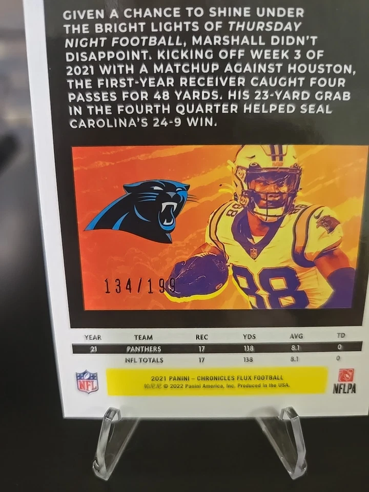2021 Panini Chronicles Flux Purple Terrace Marshall Jr. #FX-16 /199 Rookie - Image 4 of 4