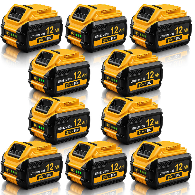 10-PACK 12.0AH 20V/60V Lithium-Ion Battery Replacement for Dewalt DCB606 609 612