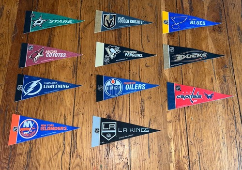NHL Mini Pennants 4”x9"  Felt Flag Hockey Collectible Set Of 11 Lot USED As Is