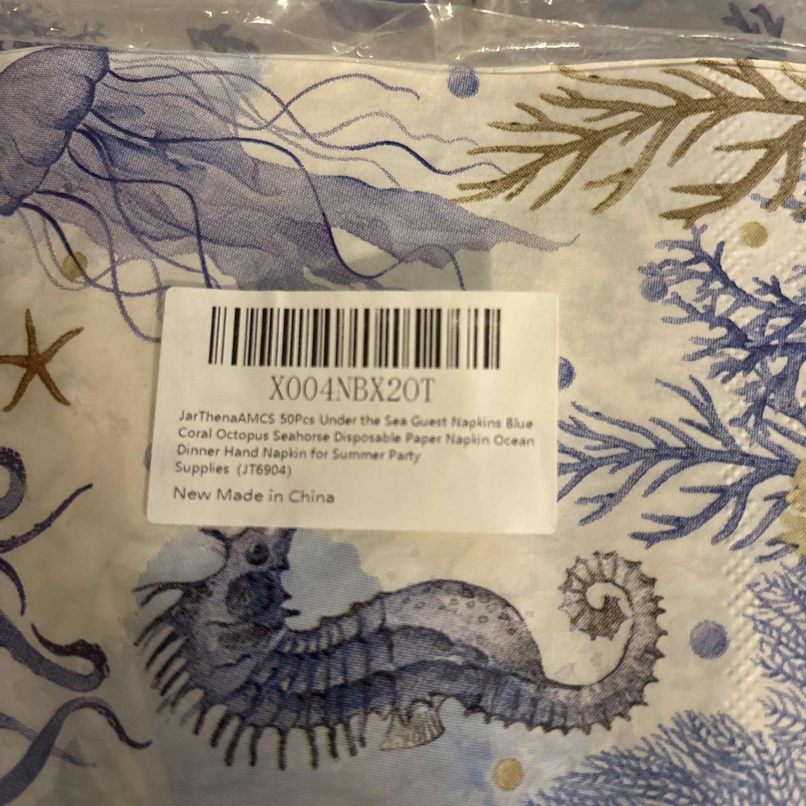 (2) Two Single Napkins For Decoupage Sea Life Octopus Seahorse Jellyfish Blue