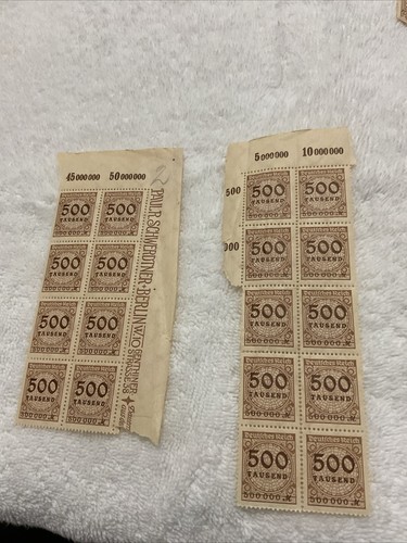 GERMANY-(-1923-)-500.000 Mark-INFLATION lot Of Blocks /FAULTS-SEE PHOTOS.#3 - Picture 6 of 9