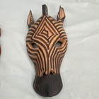 2-Pack Hand Carved Wood Decorative Animal Masks Giraffe Zebra Kenya Painted — photo 3