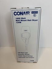 Conair 134W Mini Turbo Wall Mount Hair Dryer with Nightlight White Tested Works