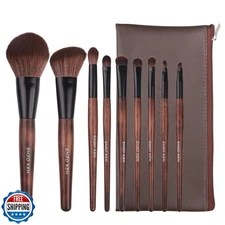Bamboo Makeup Brushes Set Professional, Sable Makeup Brush Set with Case by L