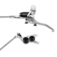 Hope Tech 4 V4 Downhill E-Bike Brake - Silver/Black-Braided Hose-Left Hand Front