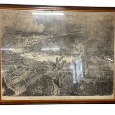 Bird's Eye View of London Print 1884 Framed Art by W.L. Wyllie & H.W. Brewer