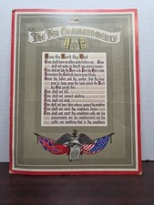 Vintage 1950s Ten Commandments Print FOE Eagles Cecil B DeMille J Edgar Hoover