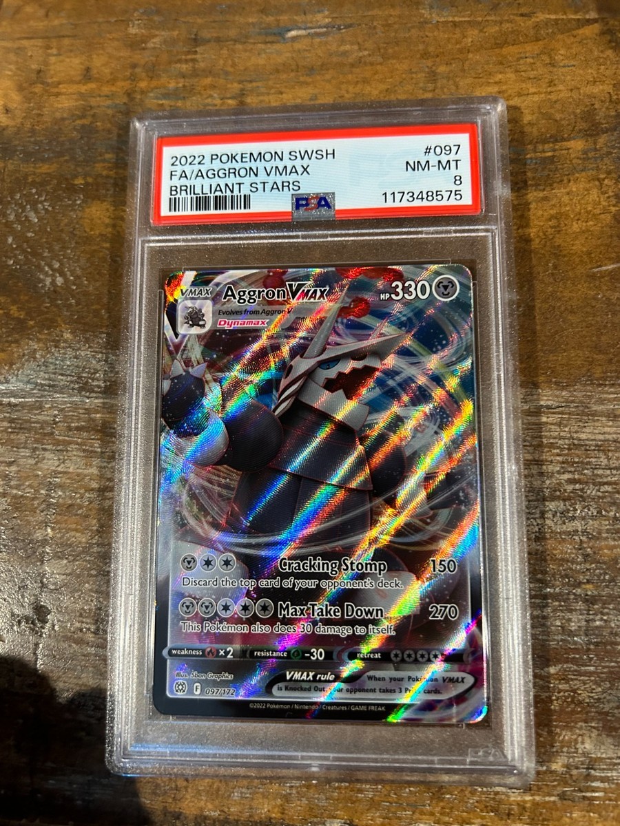 POKEMON 2022 Brilliant Stars Full Art AGGRON Vmax #097 PSA 8 RARE | eBay