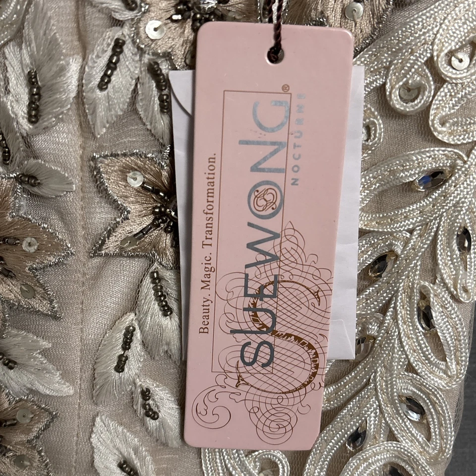 Sue Wong 连衣裙 2 香槟串珠亮片正式鸡尾酒婚礼新娘盖茨比 — 第 4/4 张图片