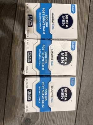 3 Pk Nivea Men Sensitive Cooling Post Shave Balm 3.3 oz Chamomile Seaweed Vit E