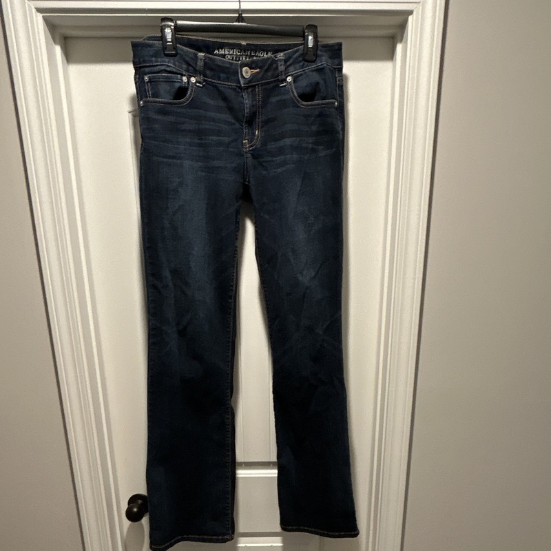 American Eagle Outfitters Women’s Dark Wash Blue Bootcut Stretch Jeans, 10 XLong