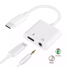 Charger and Headphone 2 in 1 USB Type C to 3.5mm Aux Audio Cable Cord Adapter