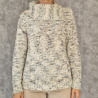 Damen Pullover Strickpullover Rollkragenpullover 40 L Joy Beige Creme Gestrickt 