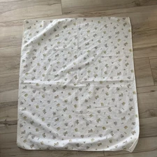 Vintage Carters Baby Flannel Receiving Blanket Teddy Bears In Jeans Print