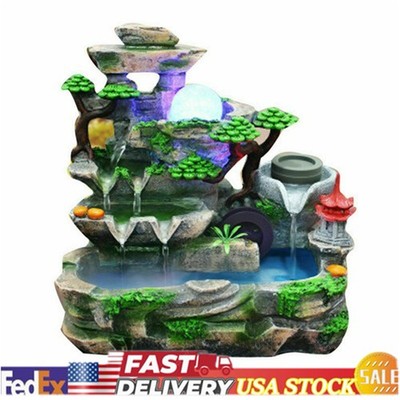 Indoor Rockery Fountain Goldfish Waterfall Feng Shui Water Sound Desktop Decor