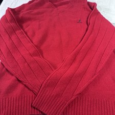 NWT Nautica Men  s Red Wool Blend Pullover Sweaters Size Large Ribbed Long Sleeve