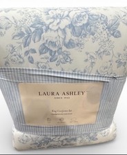 Laura Ashley Blue and White Floral King Comforter Set 110  x96  