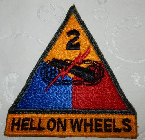 WW2 ERA 2nd ARMORED DIVISION HELL ON WHEELS PATCH US MILITARY BADGE WORLD WAR II