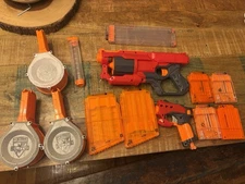 NERF B5575F07 N-strike Dart Gun Mega Mastodon, Lot Of Misc Mags And Nerf Gun