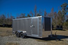 NEW 2026 7 x 16 7x16 V-Nosed Enclosed Cargo Motorcycle Trailer Ramp & Side Door