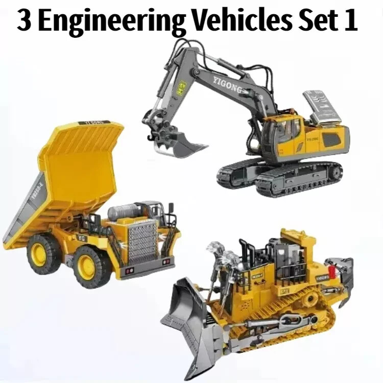 Kids RC Construction Vehicles Set 2.4GHz Remote Control Excavator Dump Truck Toy — image 4