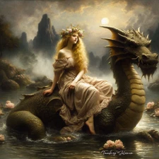 Dragons, fairys, angels, swans, fantasy, surrealism, realistic, cherubs,  