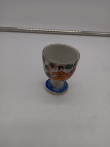 Vintage Geisha Girl Egg Cup Japan Porcelain Hand Painted Japanese Scene