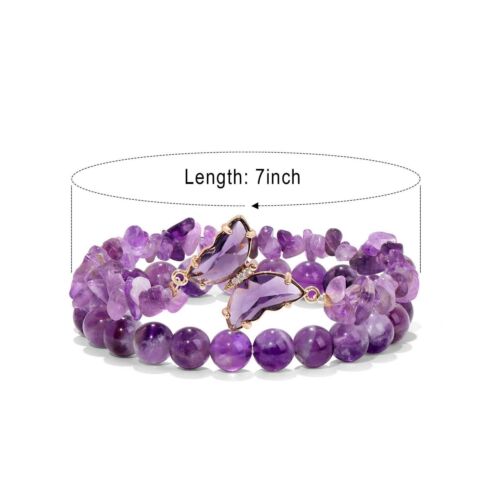 Bracciale Ametista Donna Ansia Farfalla Charms Semplici Perline Charms Gioielli - Foto 3 di 7