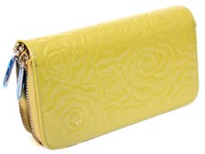 Women's New Flower Embossed Leather Wallet Double Zip Around Case Purse