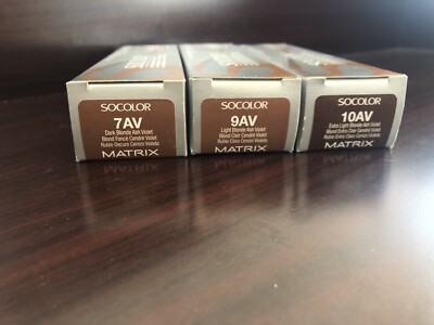 Matrix socolor Permanent Cream color Cool 7AV, 9AV, 10AV Ash V. 3oz (Set Of 3)
