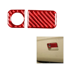 2Pcs Red Carbon Fiber Interior Glove Box Handle Cover Trim For Honda CR-V