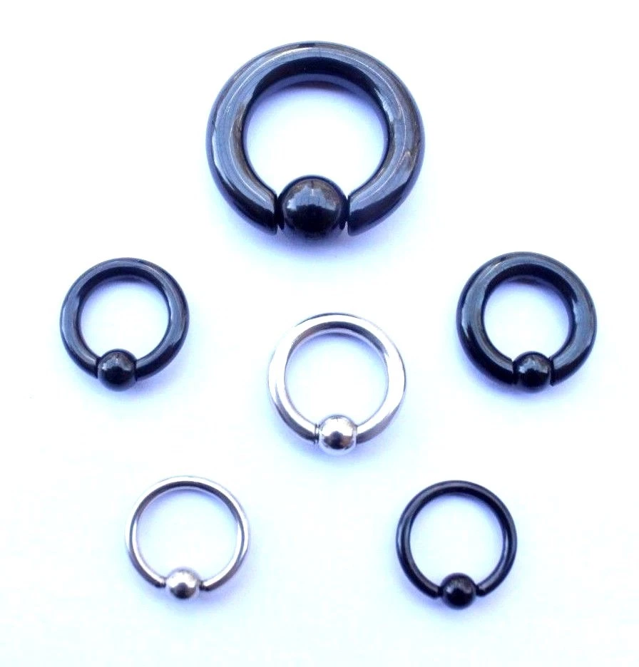 2mm 8mm CBR Spring Captive Bead Ring Genital Prince Albert Heavy Gauge Black