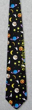 MOON PLANETS COMETS SATURN SHOOTING STARS SPACE ASTRONOMY SCIENCE Silk Necktie