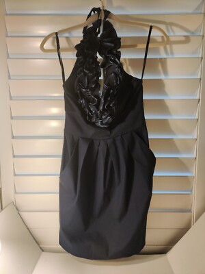 B Darlin Fitted Halter Dress with Pockets Size 3/4 Navy With Rosette Design | eBay B Darlin Fitted Halter Dress with Pockets Size 3/4 Navy With Rosette Design | eBay