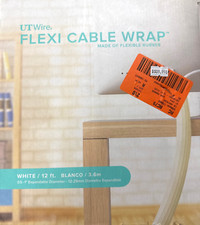 Rubbo International Inc UTWFCW12WH Flexi Cable Wrap, 0.5" To 1" X 12 Ft, White