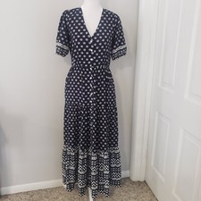 Cottagecore Maxi Dress SMALL Prairie Floral Spring V-Neck Button Up Tiers NWT