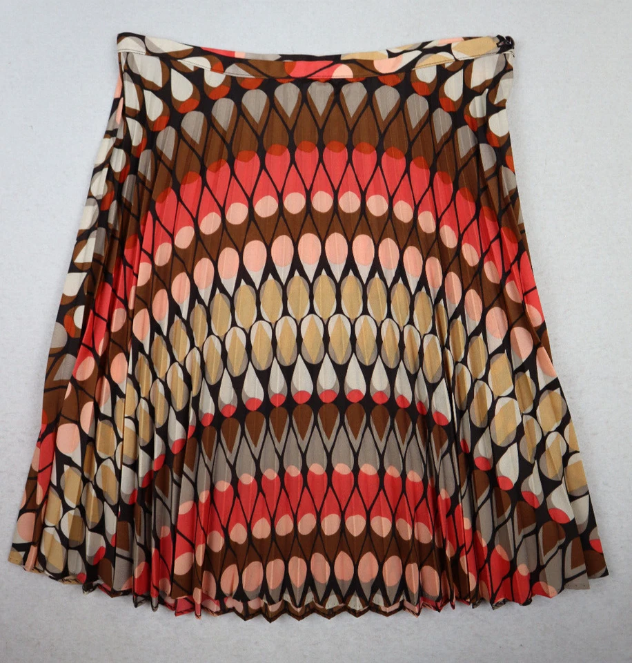 LILY 白色 - 女士珊瑚和棕色印花百褶裙 - M 码 — 第 2/4 张图片